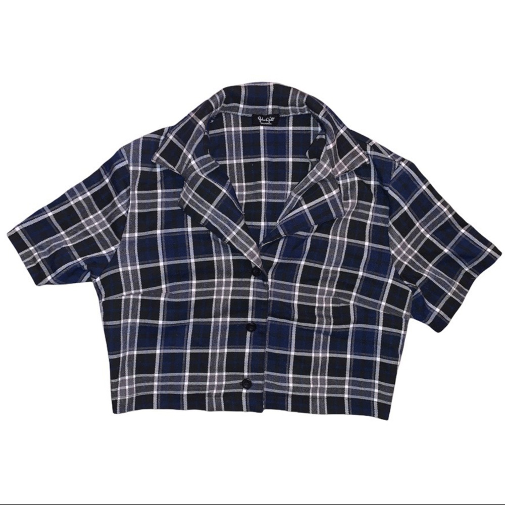 Brandy Melville blue plaid Vivian top.